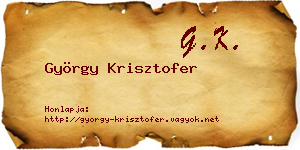 György Krisztofer névjegykártya