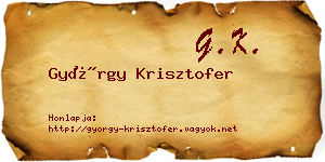 György Krisztofer névjegykártya